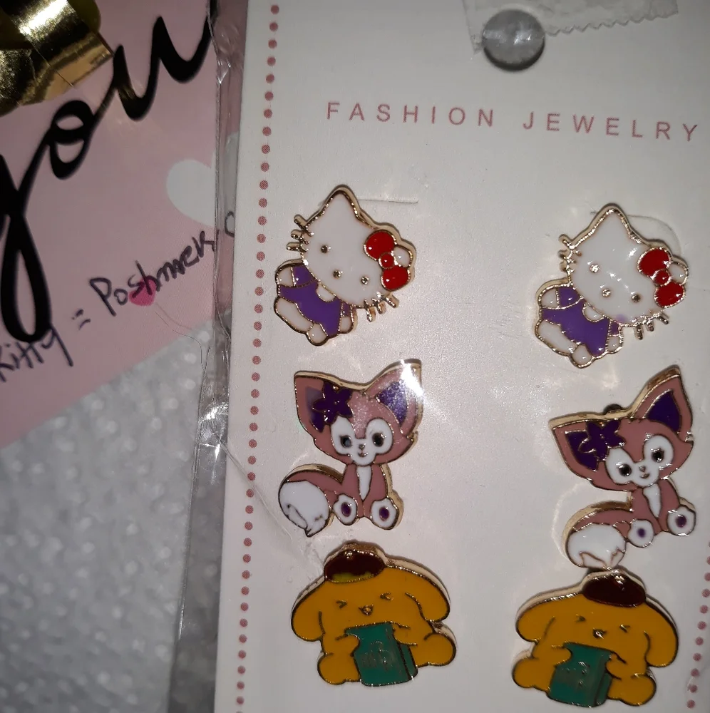 HELLO KITTY n Friends Earrings 3 Sets stud Sanrio Kawaii Cute Japanese Anime NEW